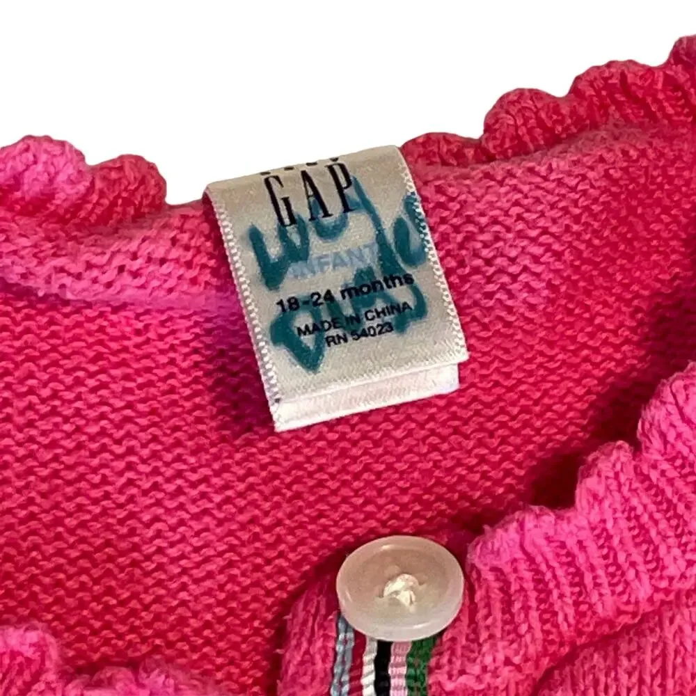 Baby Gap Pink Button Up Sweater Cardigan 100% Cotton Size 18-24M